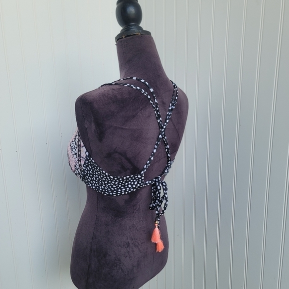 Victorias Secret 34D Bikini Top Fabulous Swimwear Pink Black Gorgeous Add 1.5cup - Picture 3 of 11